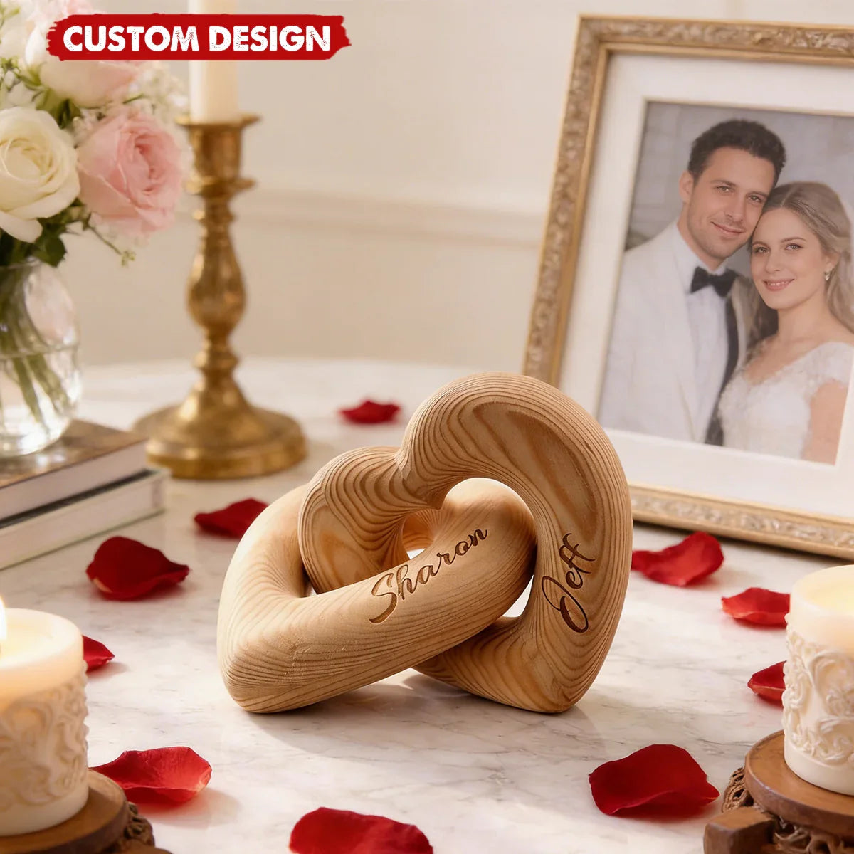 Love You More Every Day - Personalized Custom Engraved Infinity Heart Sculpture