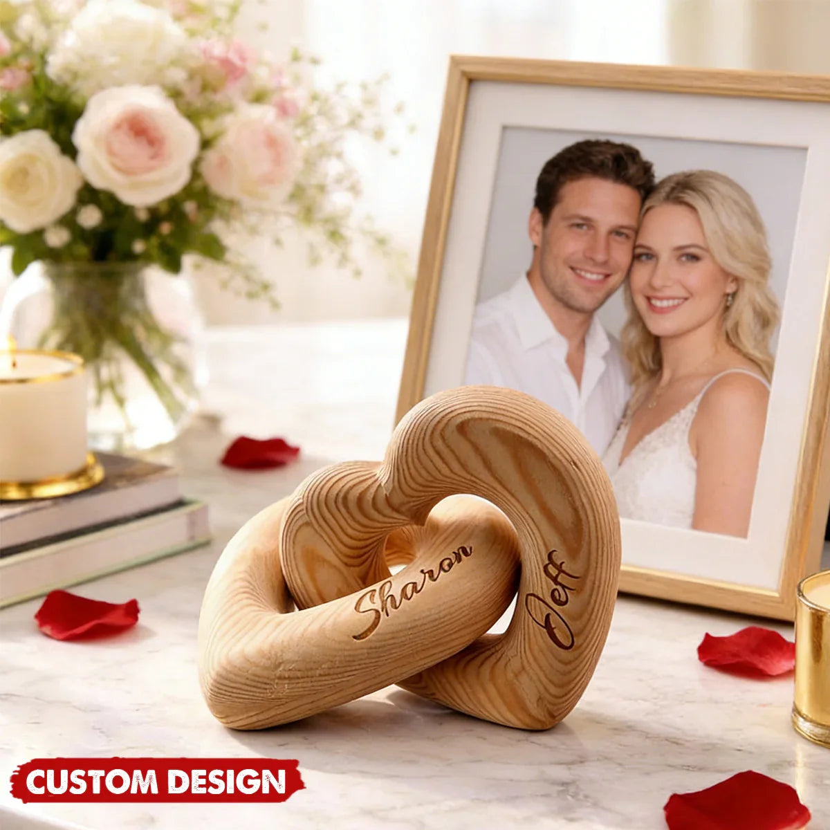 Love You More Every Day - Personalized Custom Engraved Infinity Heart Sculpture