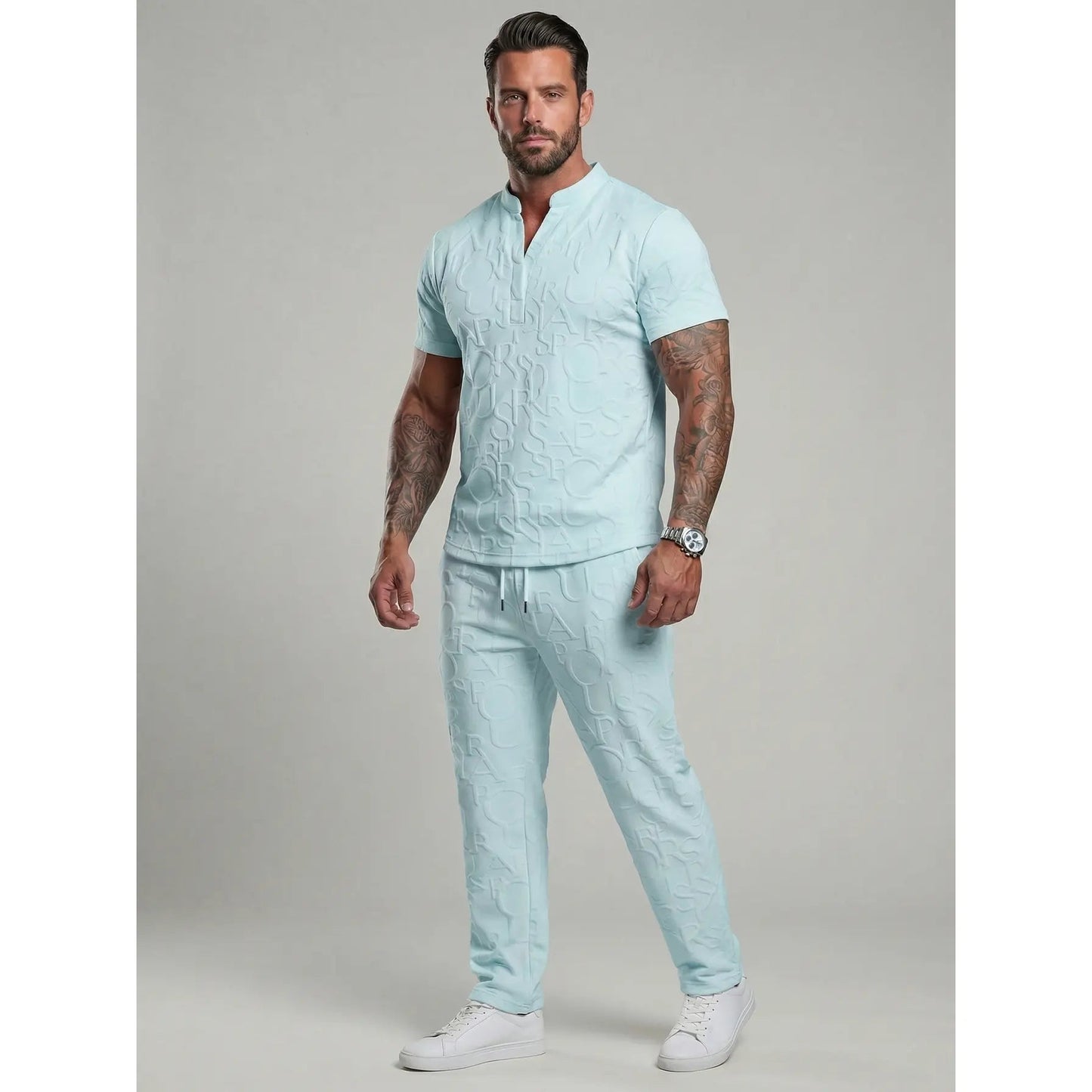 Men's Textured Tee & Pants 2-Piece Set