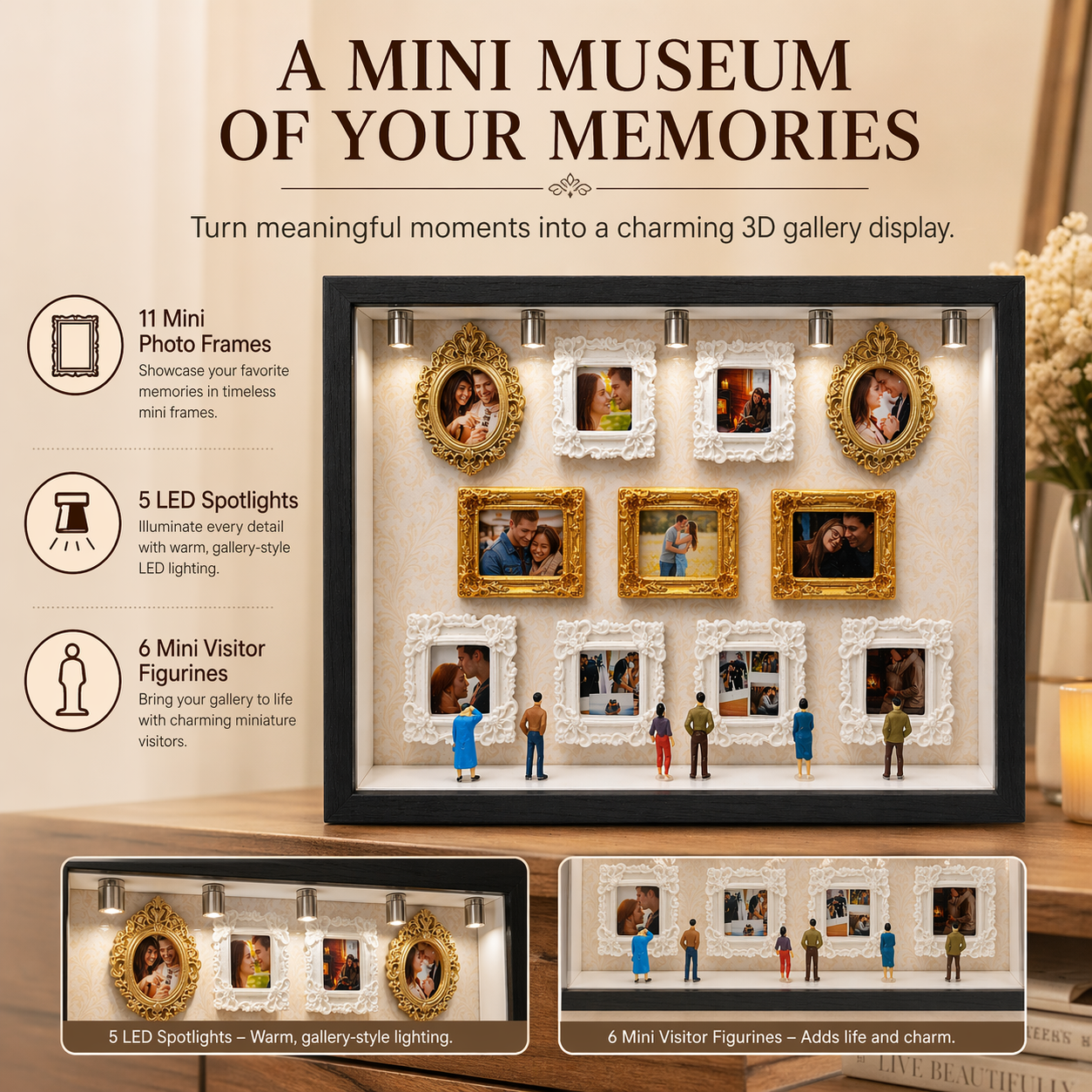 "Our Tiny Museum" Personalized 3D Photo Frame – A Gift She’ll Cherish Forever