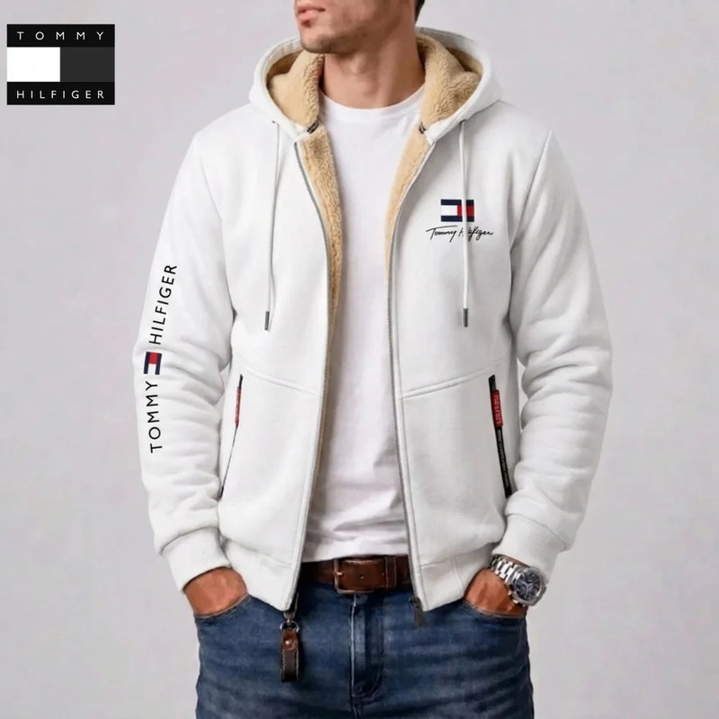 Mens Contrast Lined Hooded Full Zip Jacket