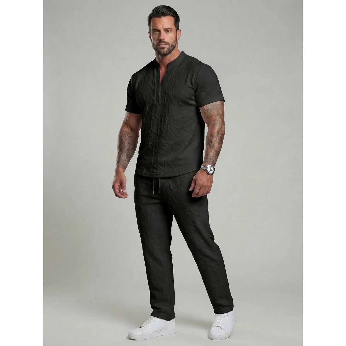 Men's Textured Tee & Pants 2-Piece Set